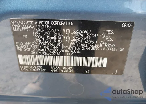 2010 Toyota Rav4 from USA, damaged, VIN JTMJF4DV2A5020187